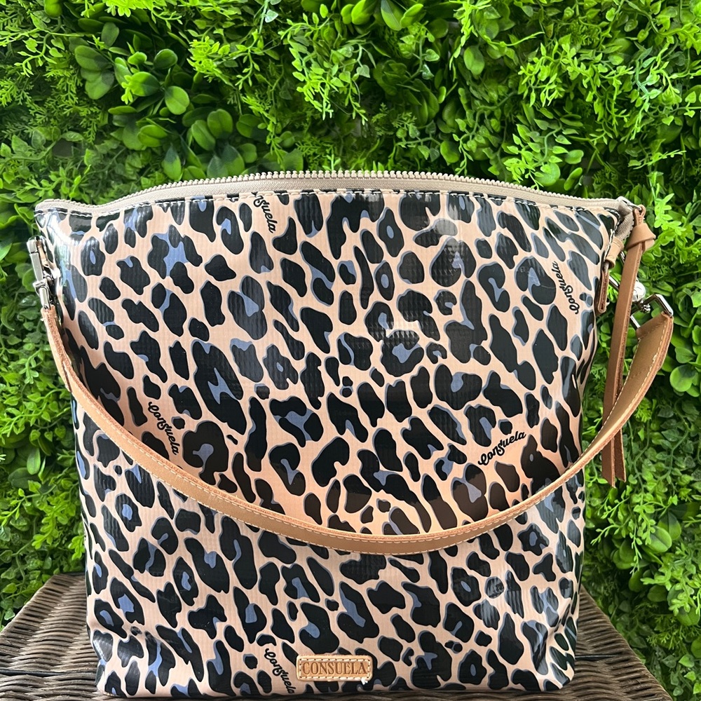 Consuela Leopard Print Crossbody Bag - Tan and Black